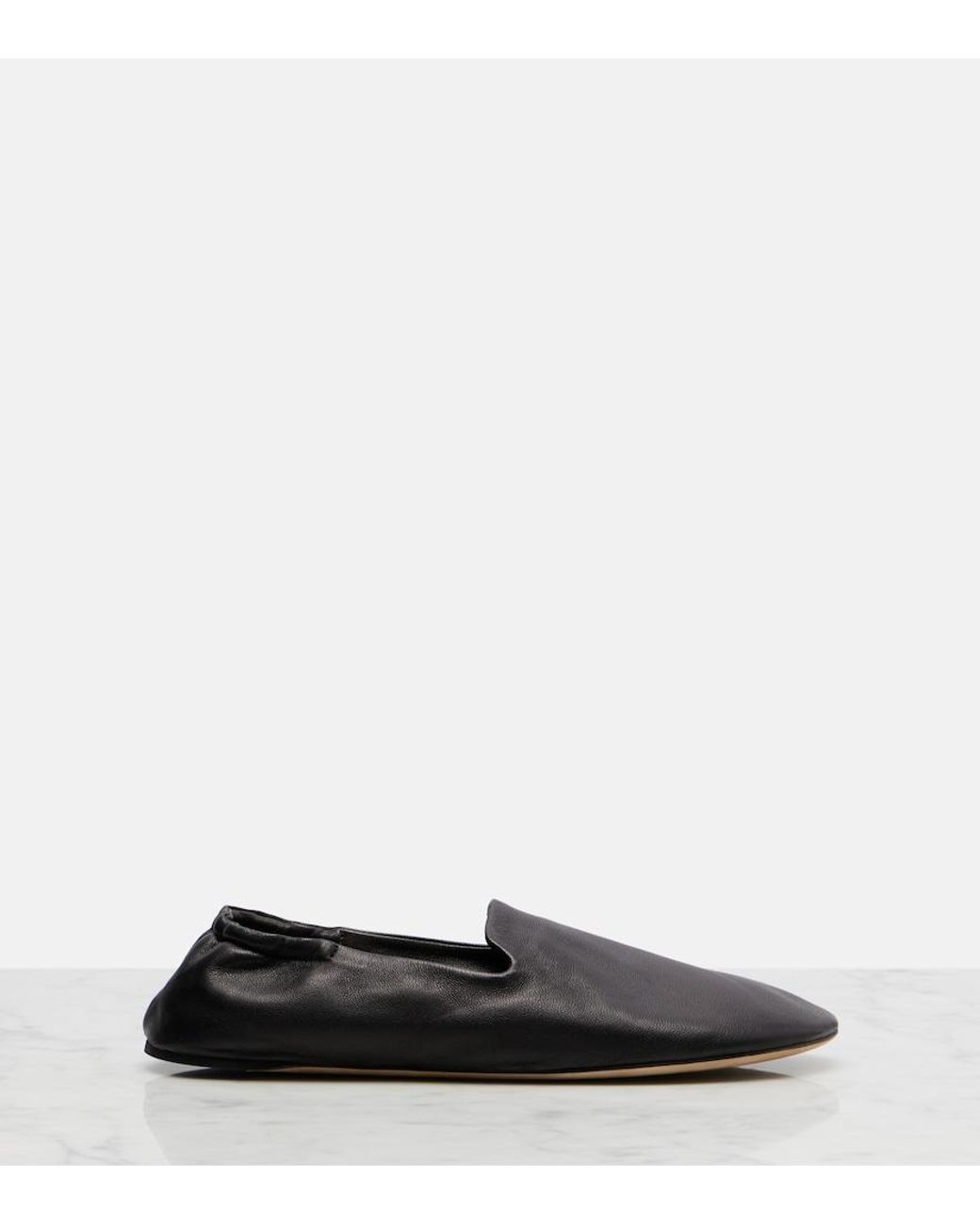 The Row Gray Casa Leather Slippers