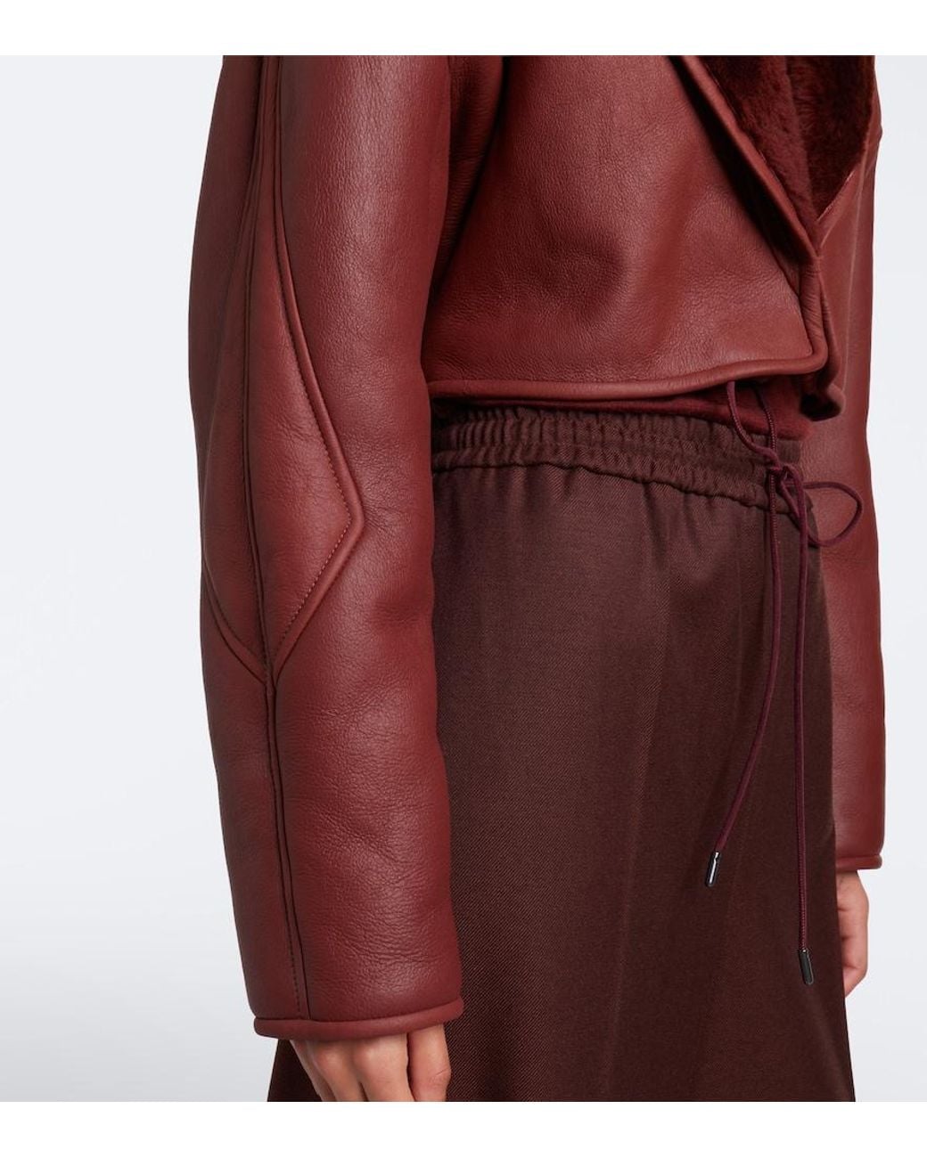 Max Mara Red Cropped Leather Jacket