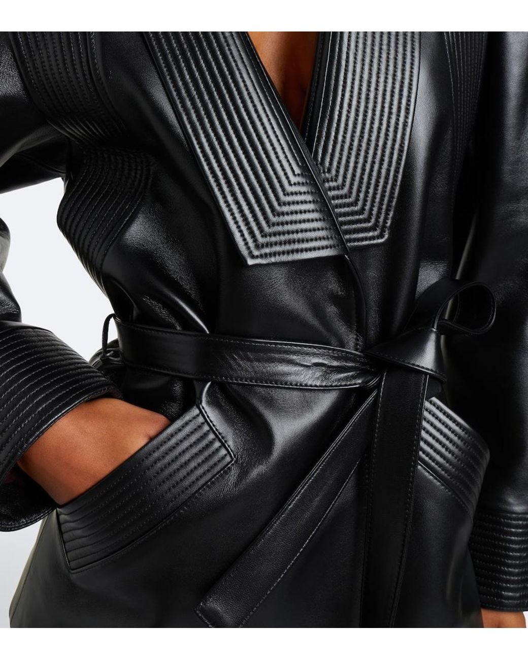 Valentino Garavani Black Belted Leather Jacket