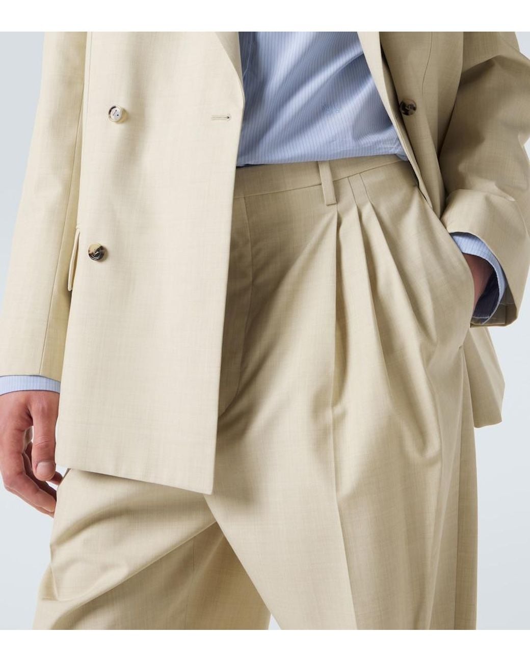 Bottega Veneta Natural Wool And Cotton Gabardine Suit Pants for men