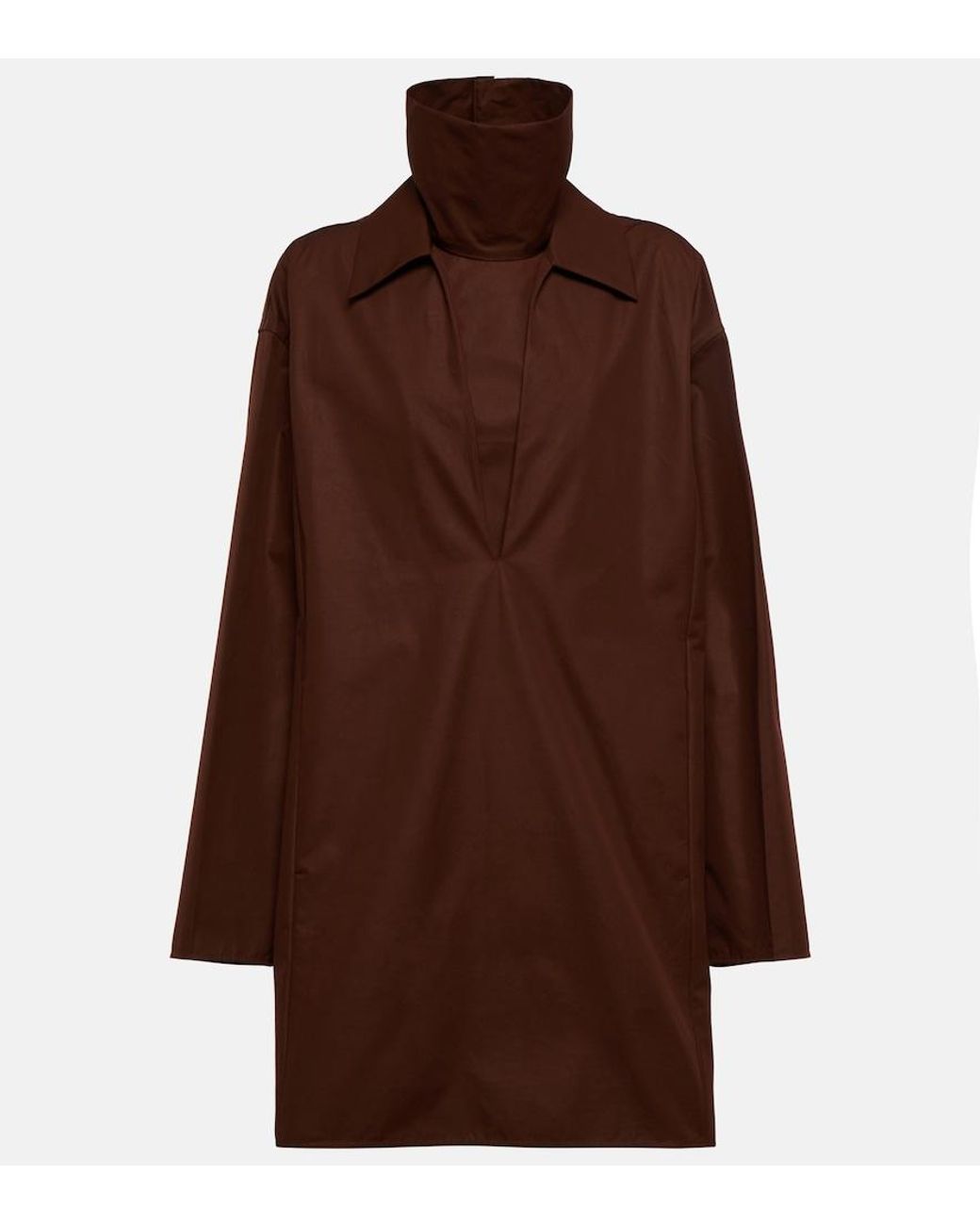 Jil Sander Brown Layered Cotton Minidress