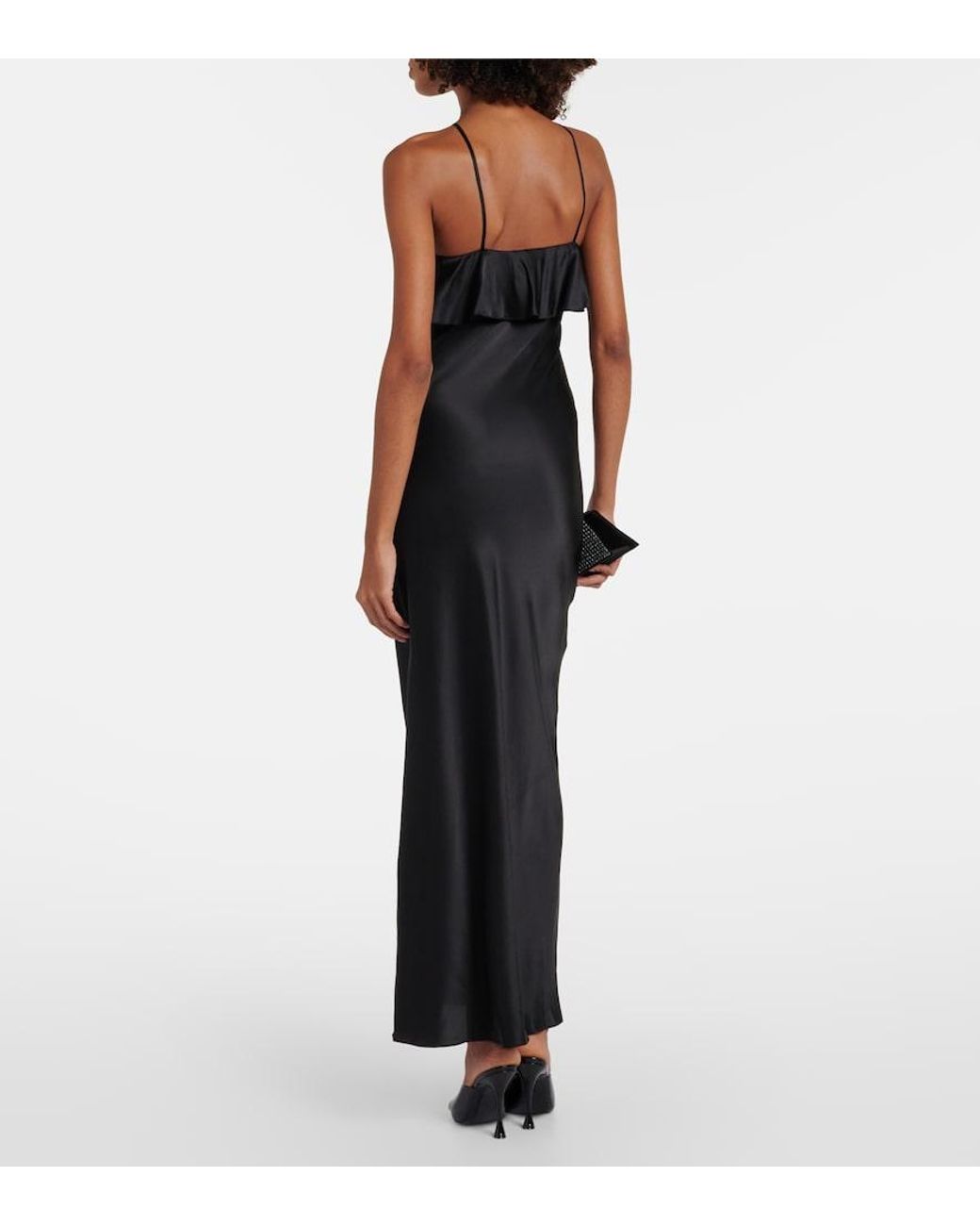 Rodarte Black Bow-Detail Halterneck Silk Satin Gown