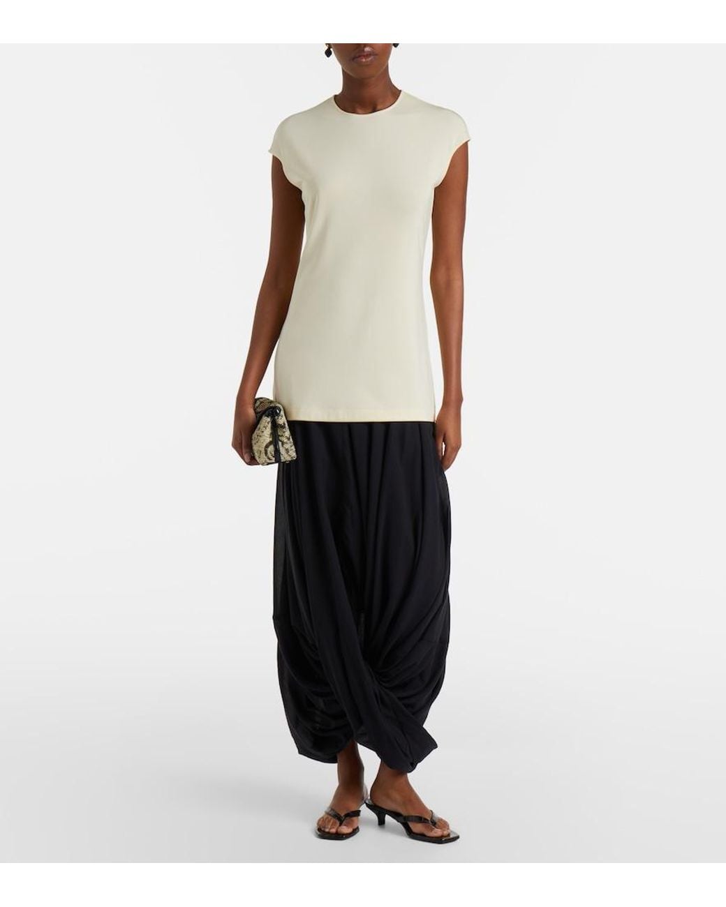 Totême Black Draped Midi Skirt