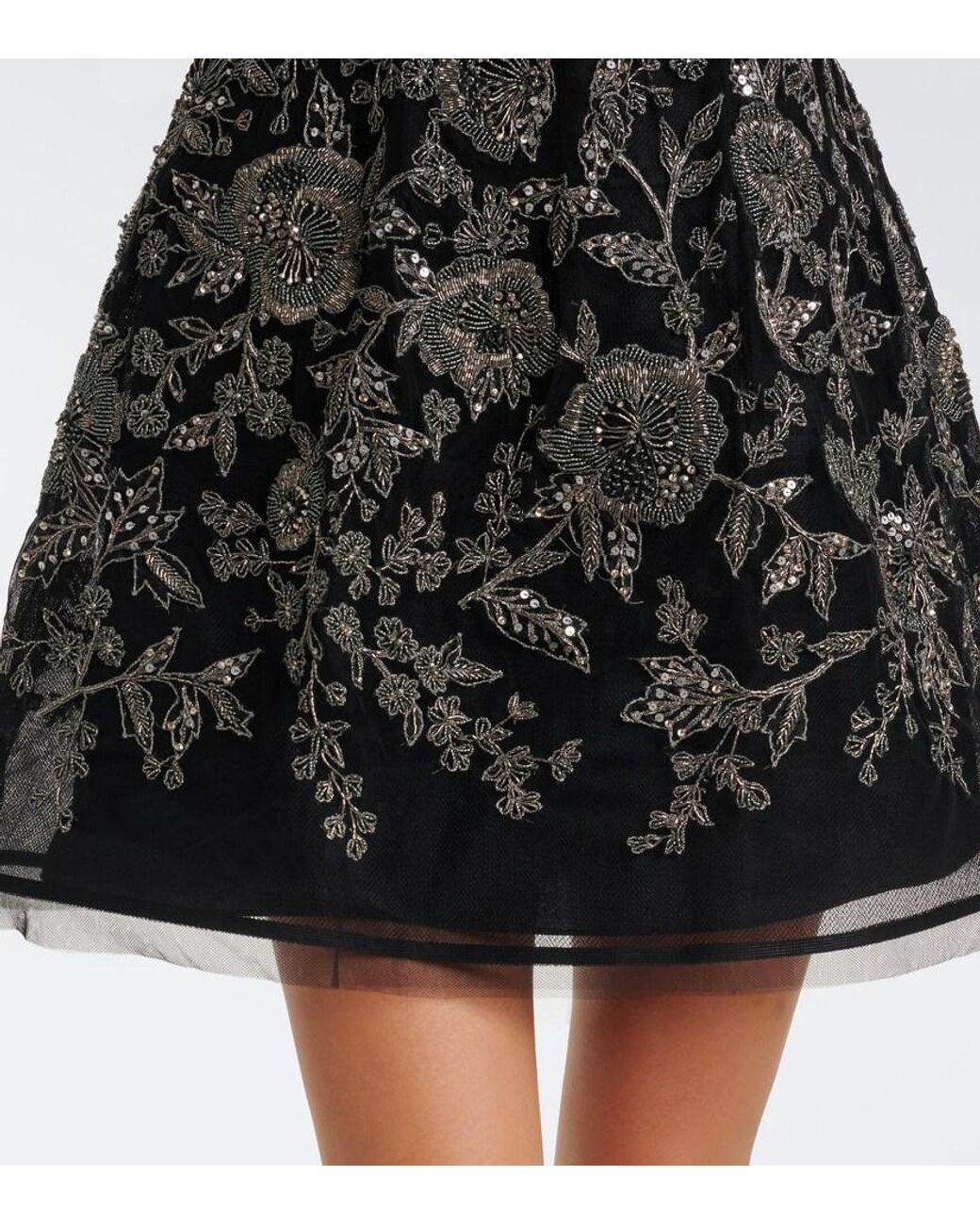Carolina Herrera Black Floral Embellished Bustier Dress