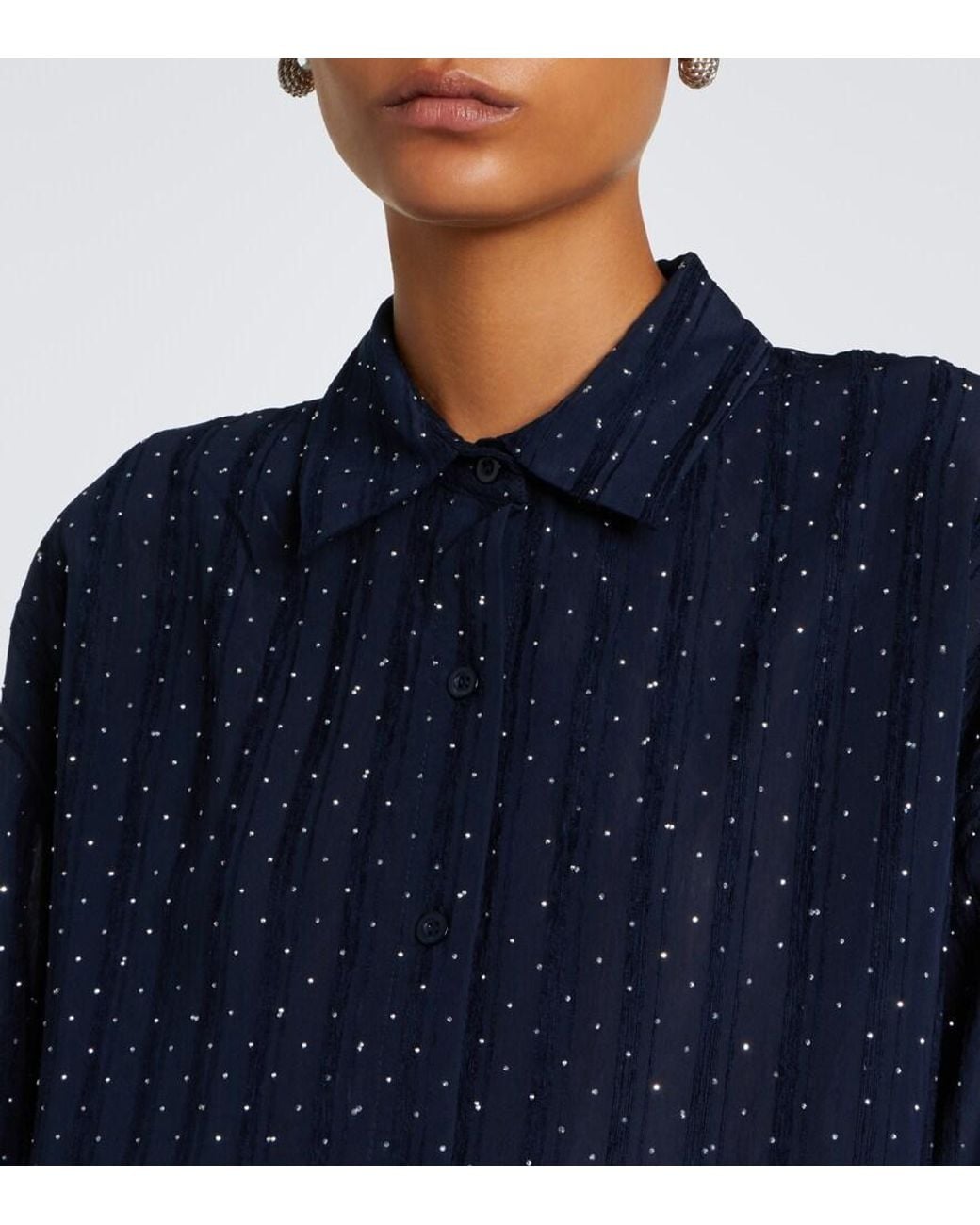 Melissa Odabash Blue Ziggy Embellished Shirt