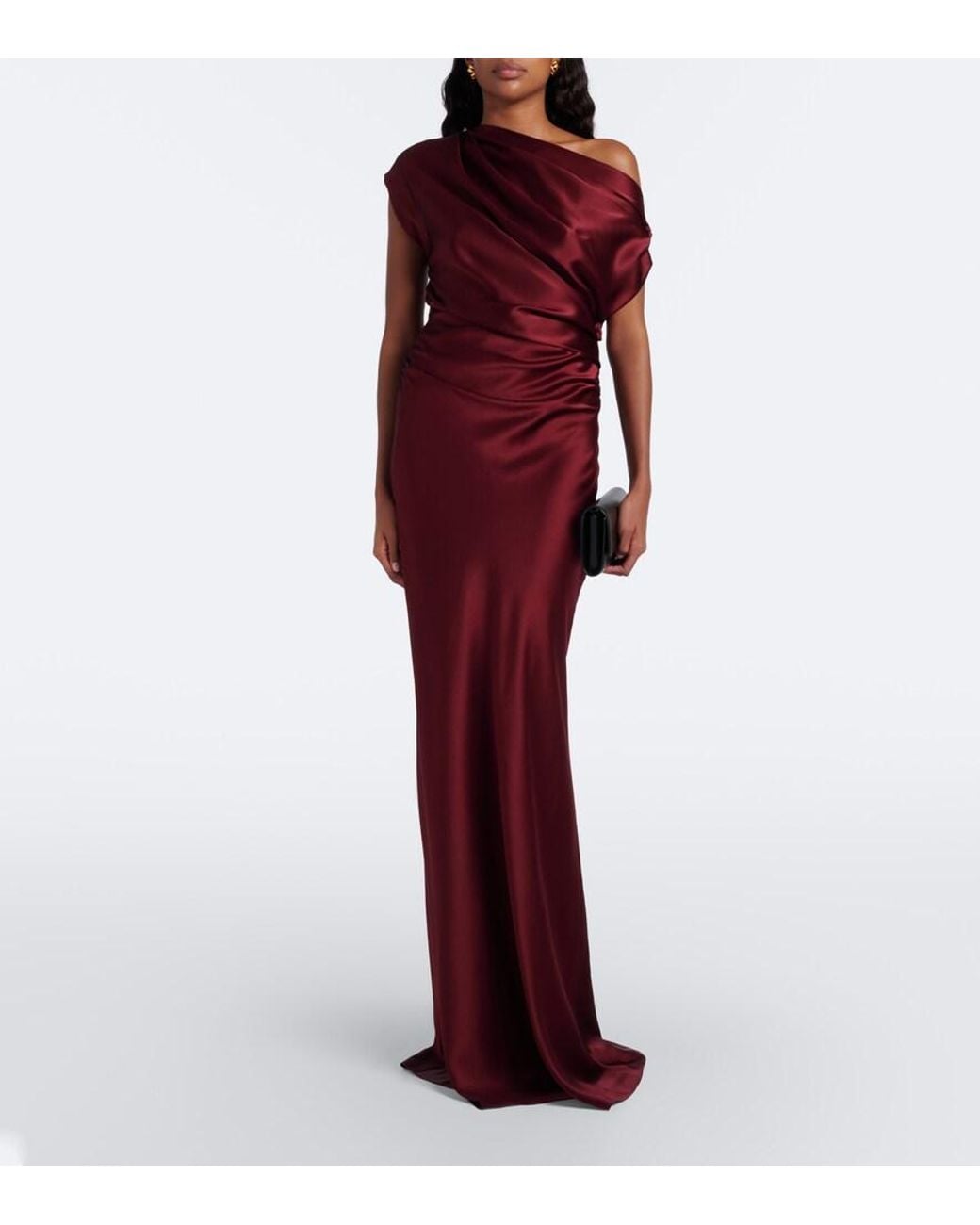 The Sei Red Draped Silk Satin Gown
