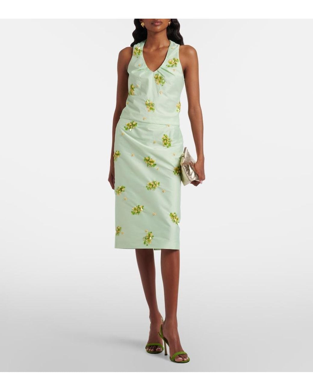 ShuShu/Tong Green Sequined Midi Skirt