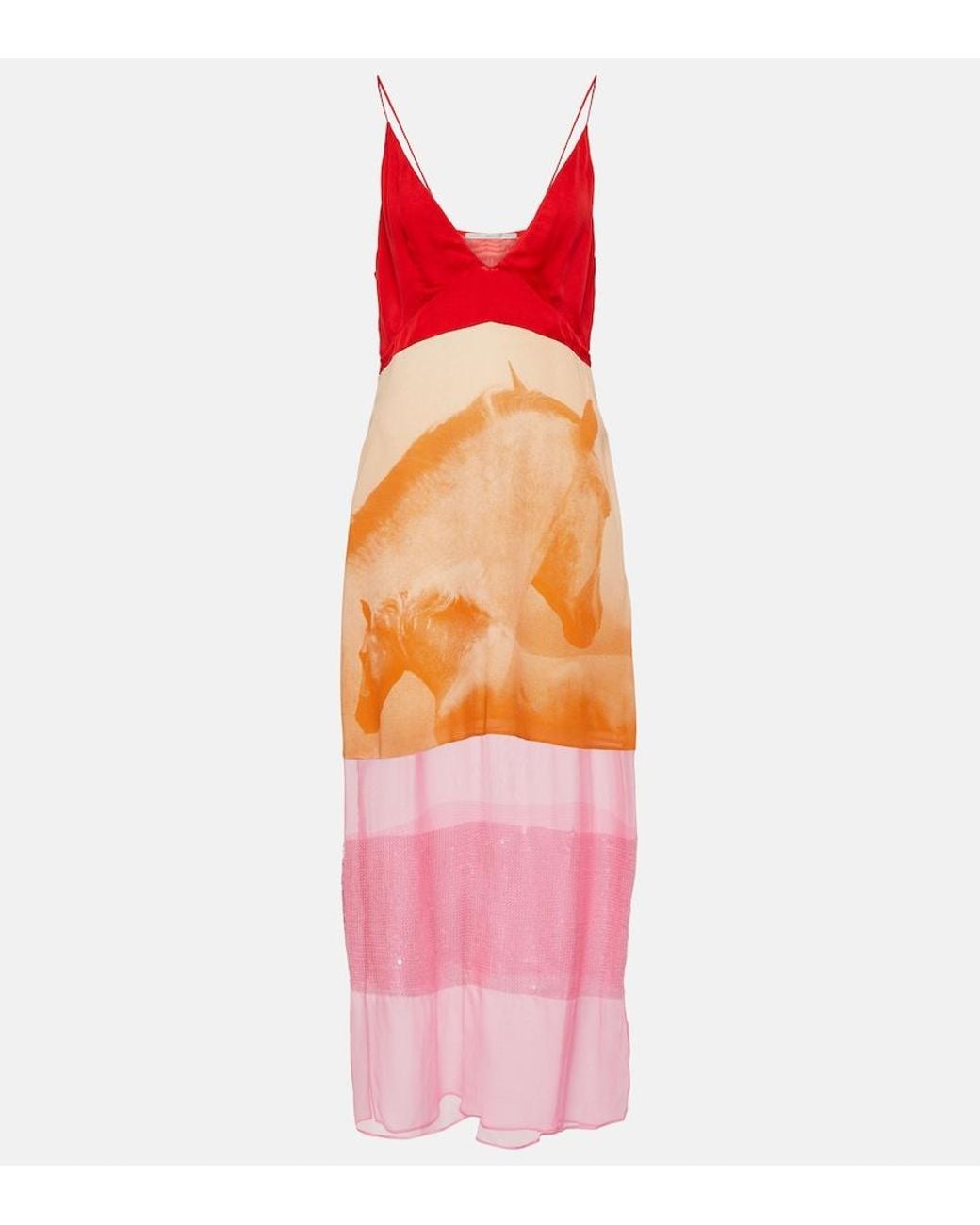 Stella McCartney Pink Sequined Silk Midi Dress