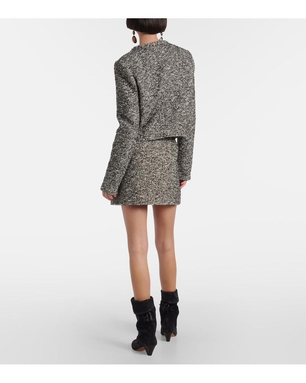 Isabel Marant Gray Gwendoline Cropped Tweed Blazer