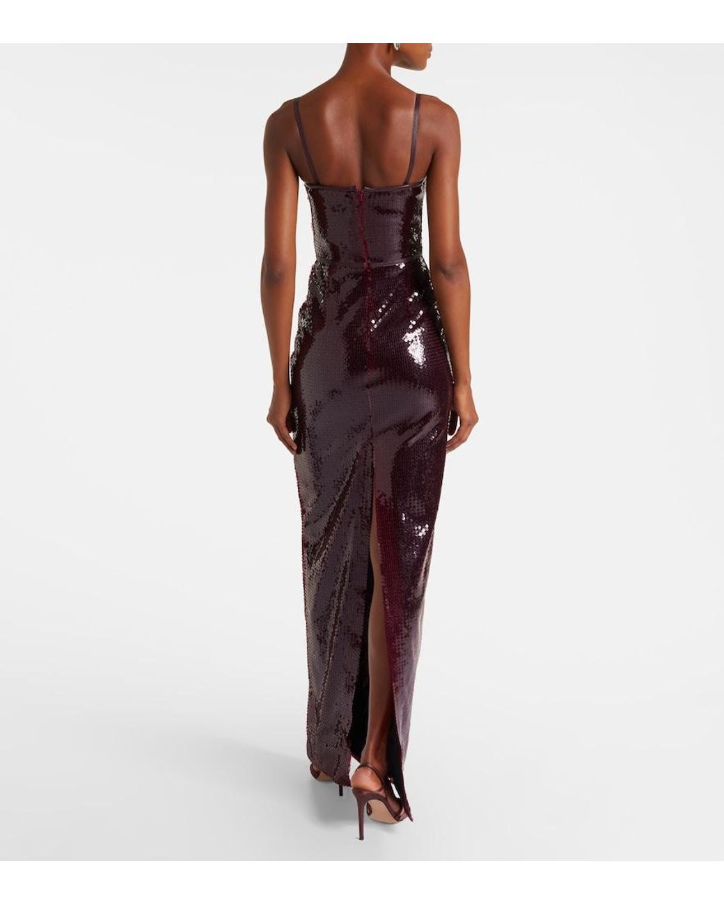 David Koma Purple Embellished Gathered Gown