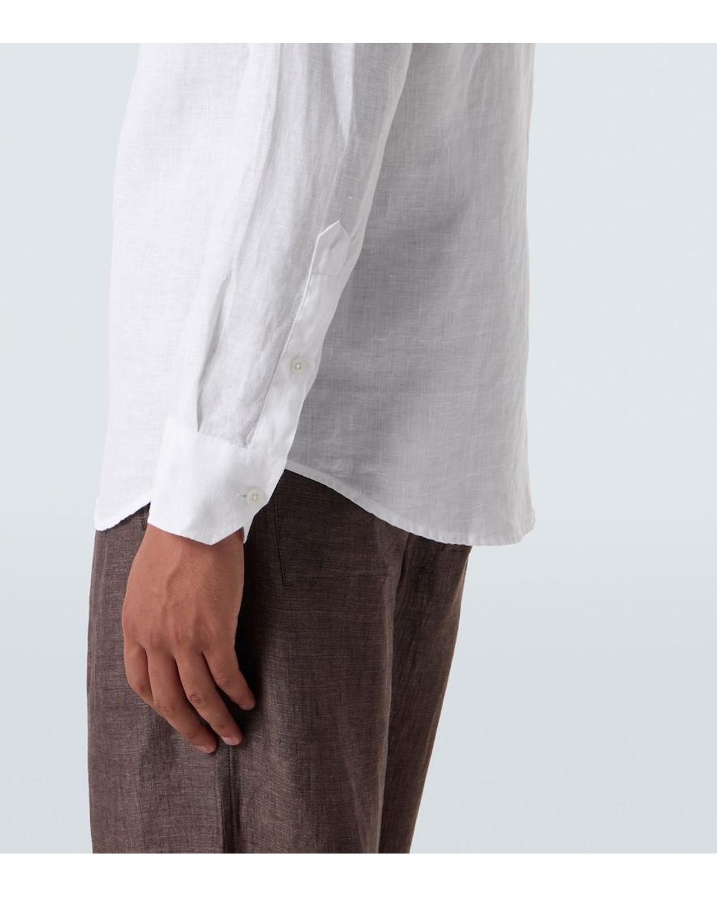 Frescobol Carioca White Antonio Long-Sleeved Linen Shirt for men