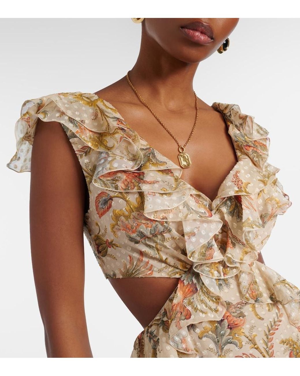 Etro Natural Printed Silk-Blend Maxi Dress