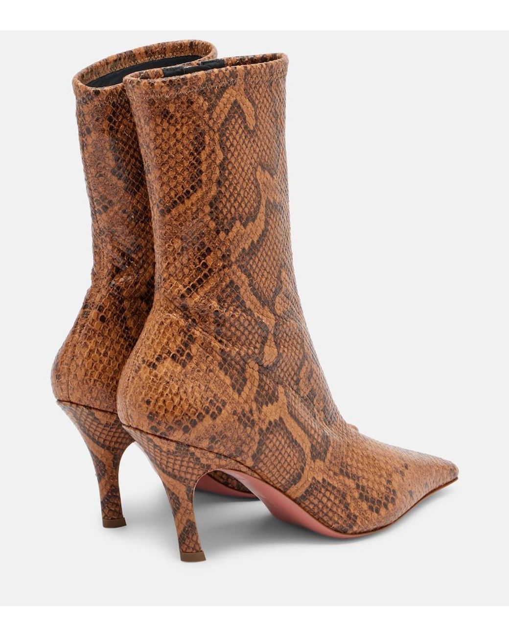 AMINA MUADDI Brown Jamie Snake-Effect Leather Ankle Boots