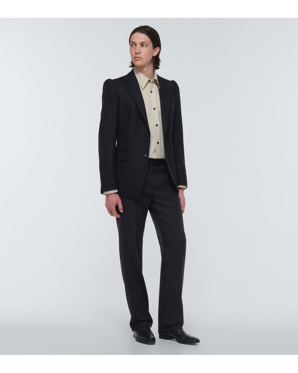 Dries Van Noten Blue Pinnet Pinstripe Straight Pants for men