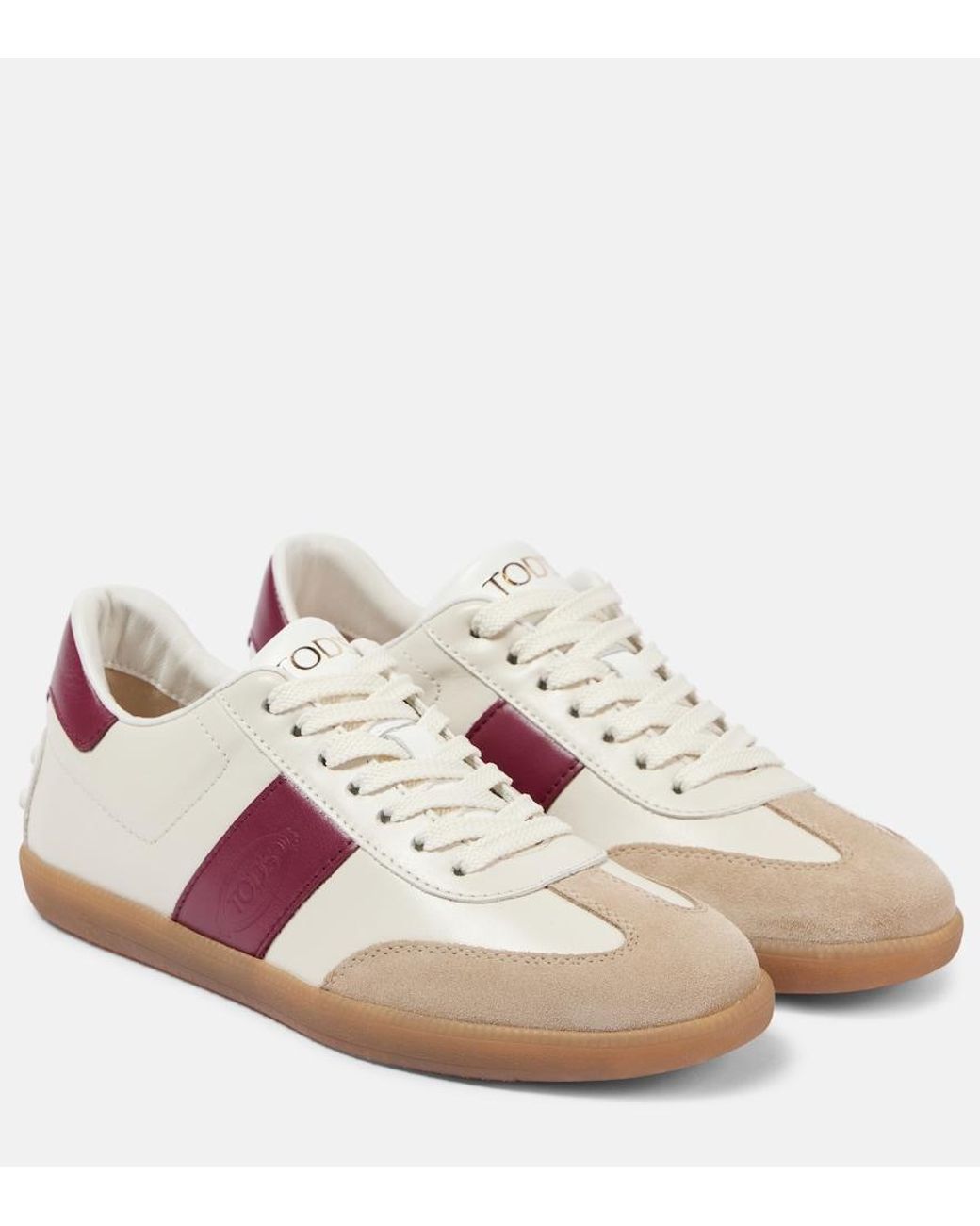 Tod's Pink Cassetta Suede-trimmed Leather Sneakers