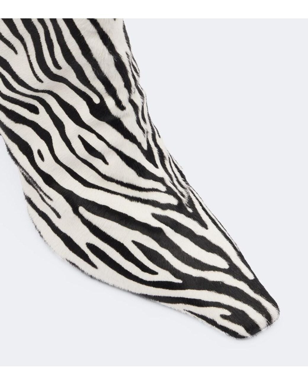 AMINA MUADDI White Mona Zebra-Print Calf Hair Knee-High Boots