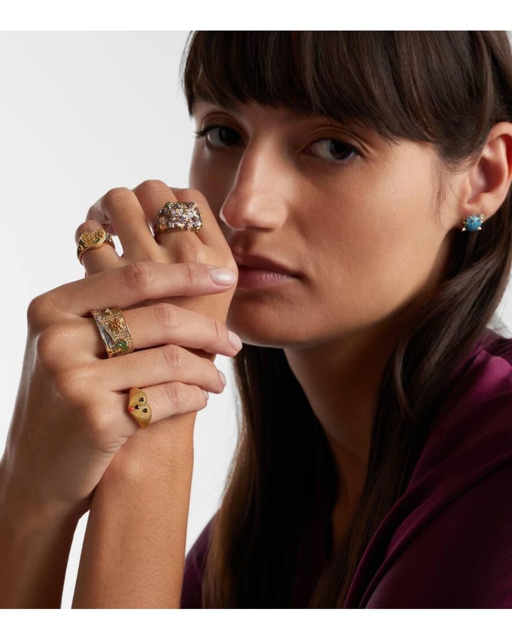 Yvonne Léon White Pinky Ring Cour Toutou Mini Aus 9Kt Gelbgold (375/1000) Mit Edelsteinen