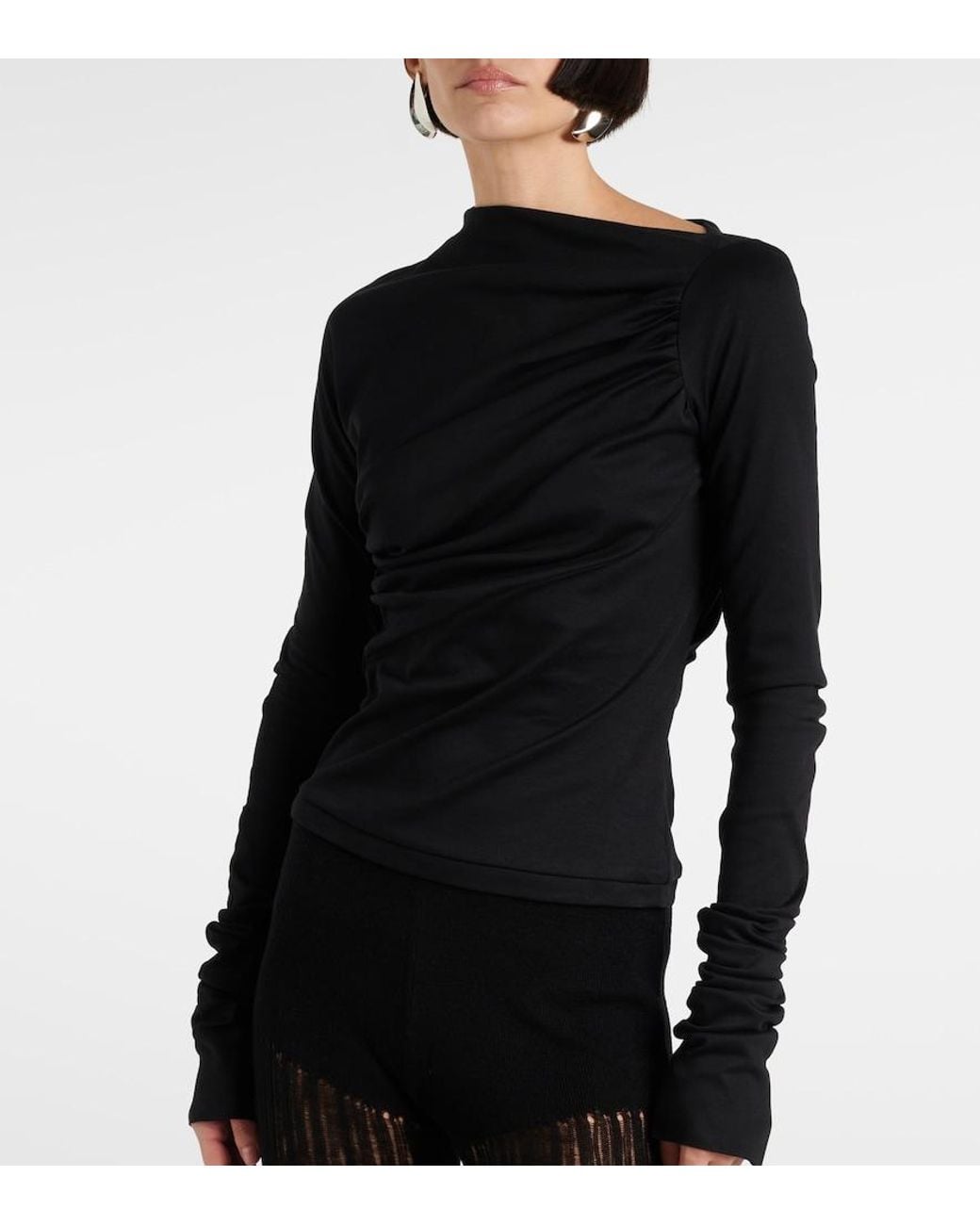 DIDU Black Gathered Cotton Top