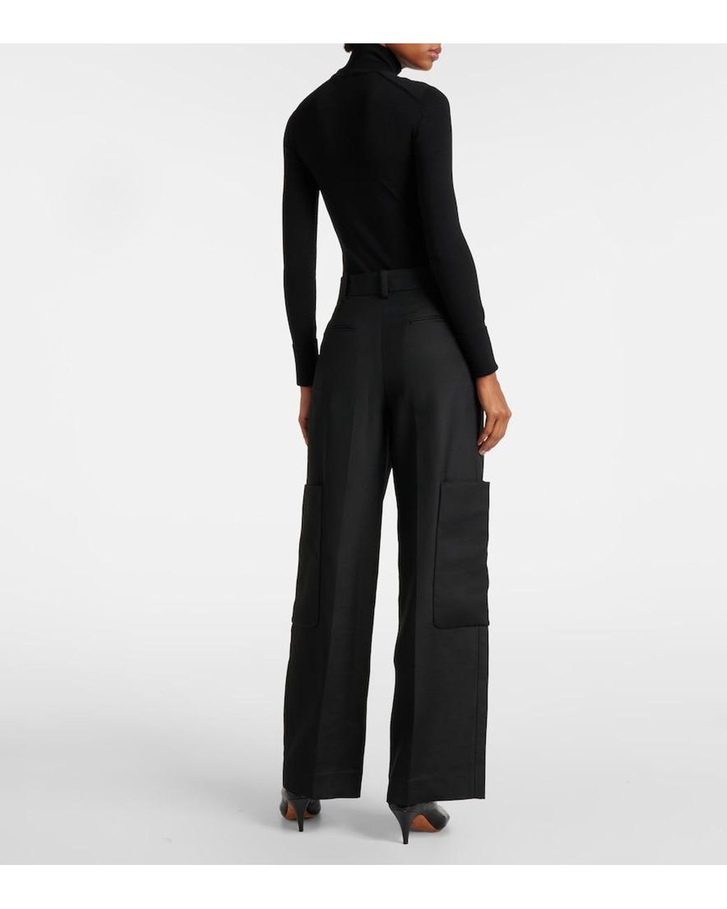 Khaite Black Caiton Straight Pants