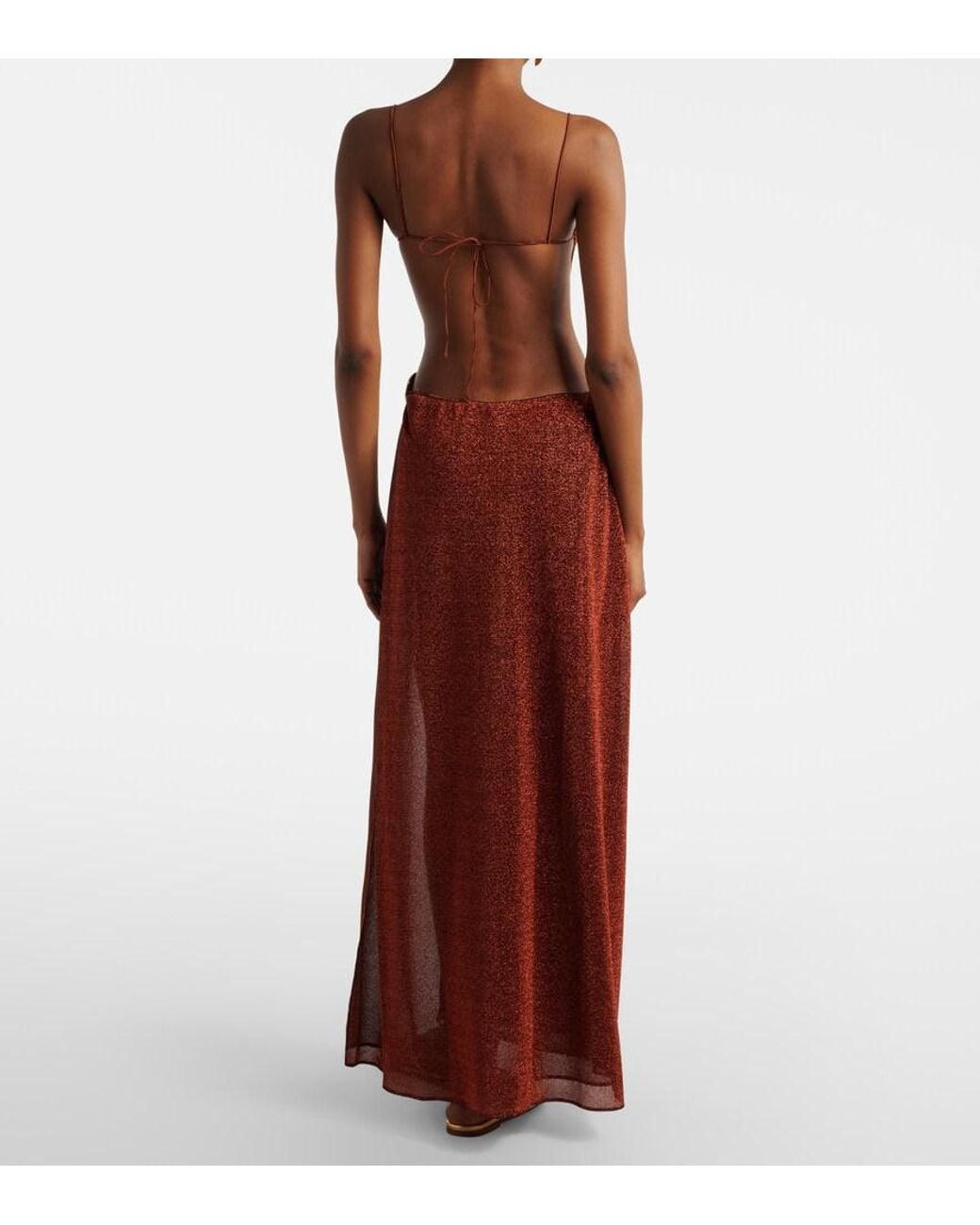 Oseree Purple Lumiere Shell Open-Back Maxi Dress