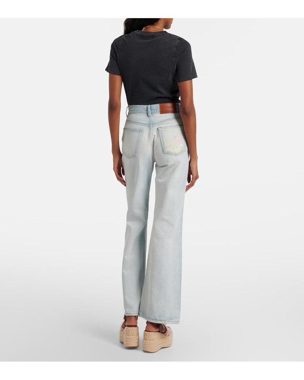 Chloé Gray Faded Wide-Leg Jeans