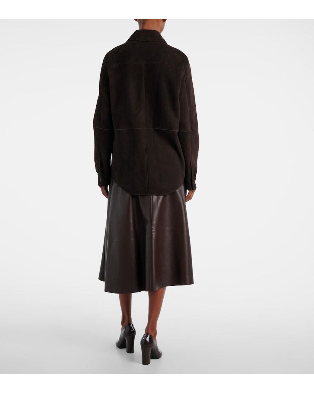 The Row Brown Gwena Suede Overshirt