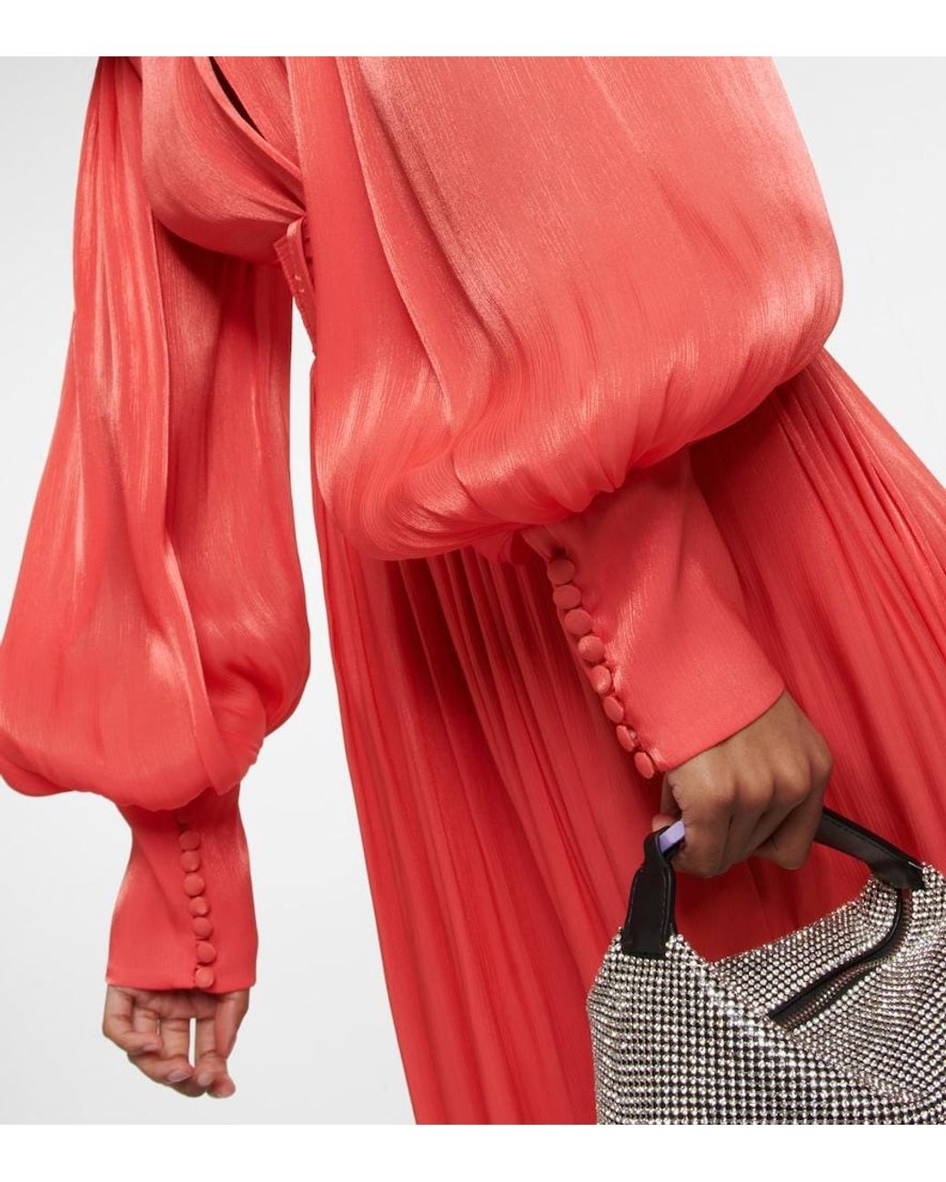 Costarellos Red Racine Lurex Georgette Jumpsuit