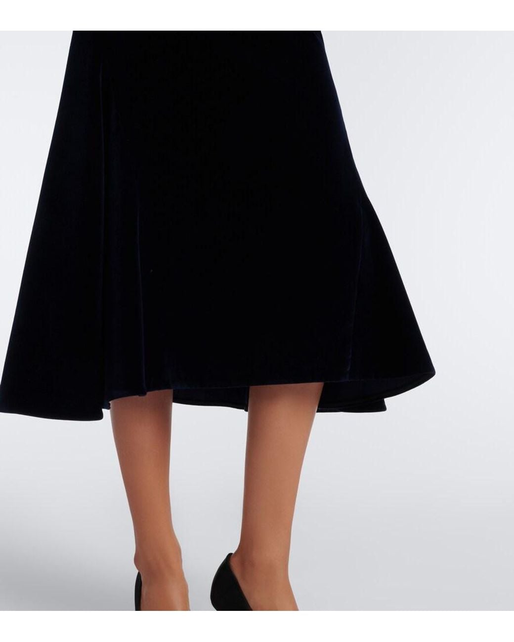 Erdem Blue Embellished Cotton Velvet Midi Dress