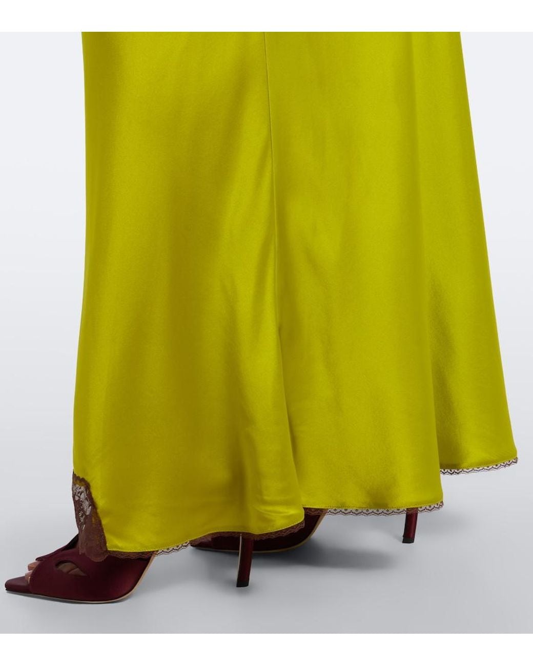 Sir Yellow Aries Cut-Out Lace-Trimmed Silk Slip Dress