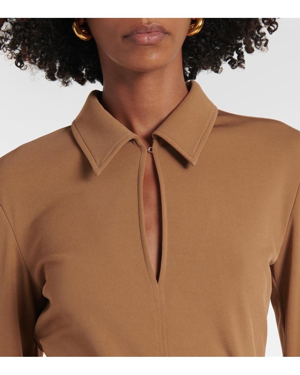 Max Mara Brown Dorema Belted Jersey Minidress
