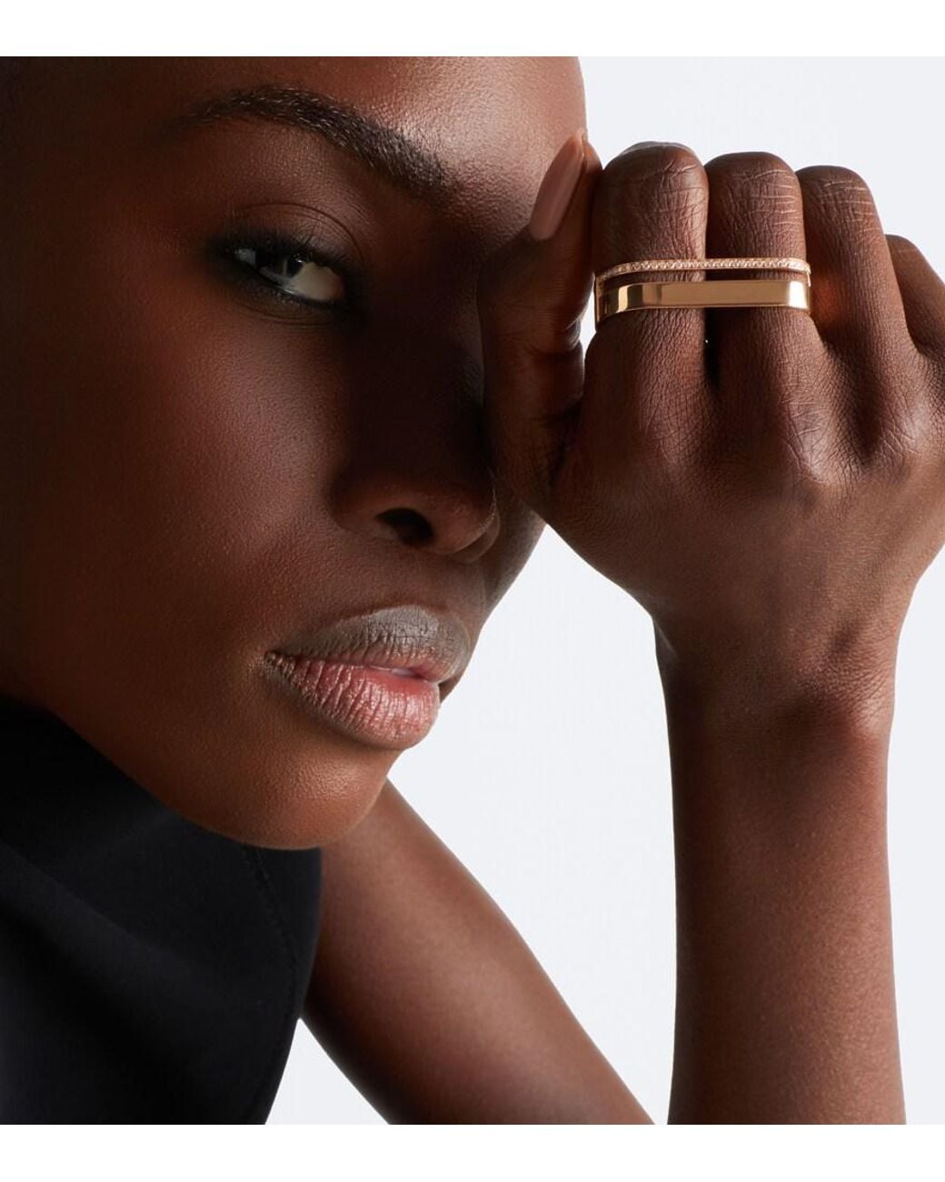 Repossi White Berbere 18Kt Rose Double Ring With Diamonds