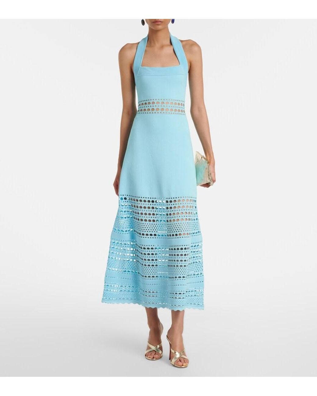Jonathan Simkhai Blue Blayne Open-Knit Midi Dress