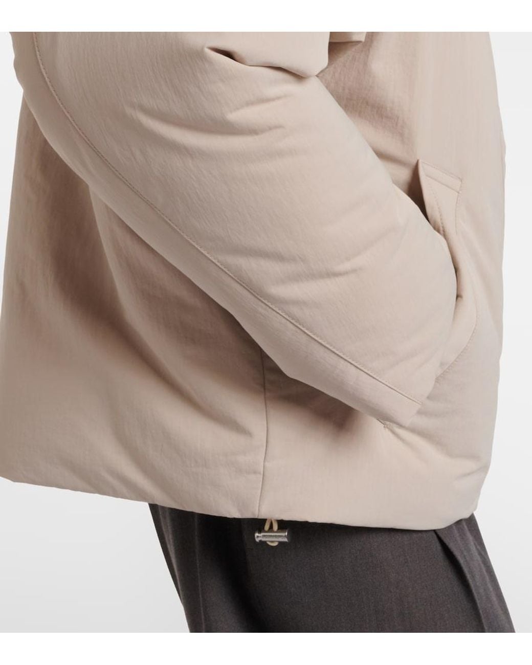 Bottega Veneta Natural Intrecciato Leather-Trimmed Down Jacket