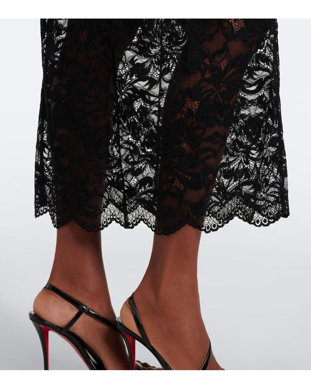 Rabanne Black Off-Shoulder Lace Midi Dress
