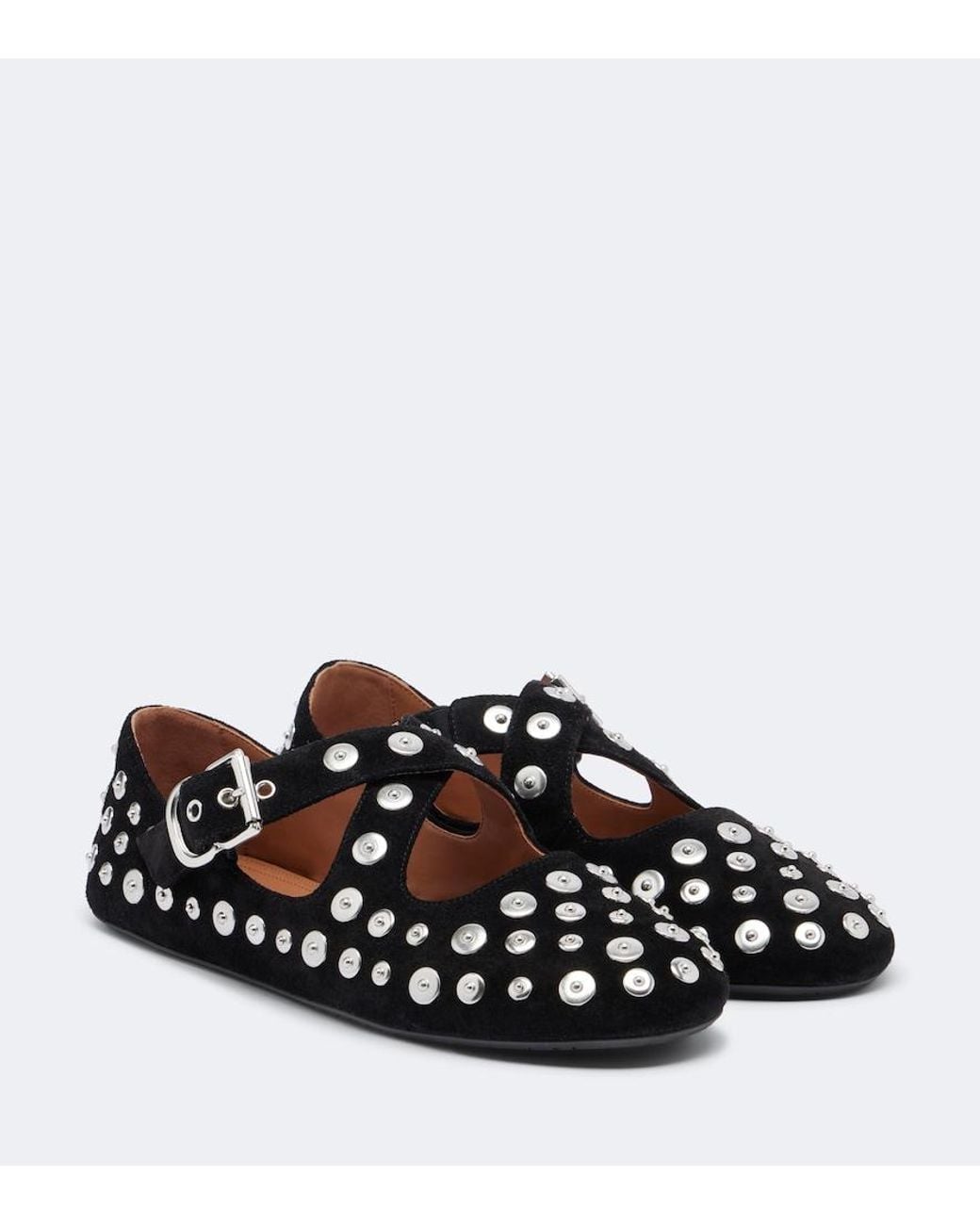 Alaïa Black Studded Suede Ballet Flats