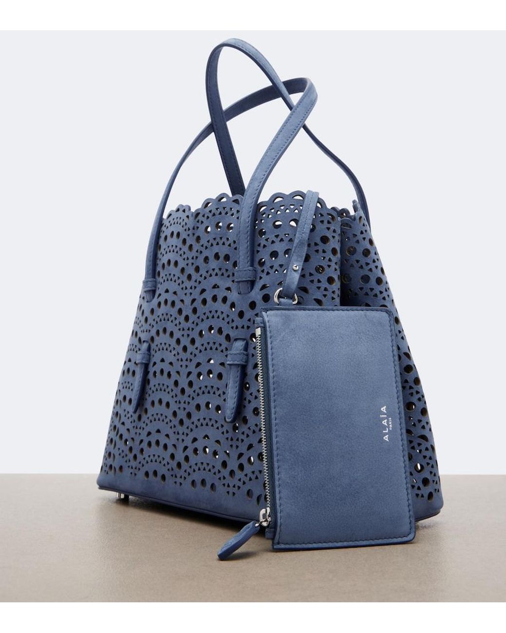 Alaïa Blue Mina 20 Medium Leather Top-Handle Bag