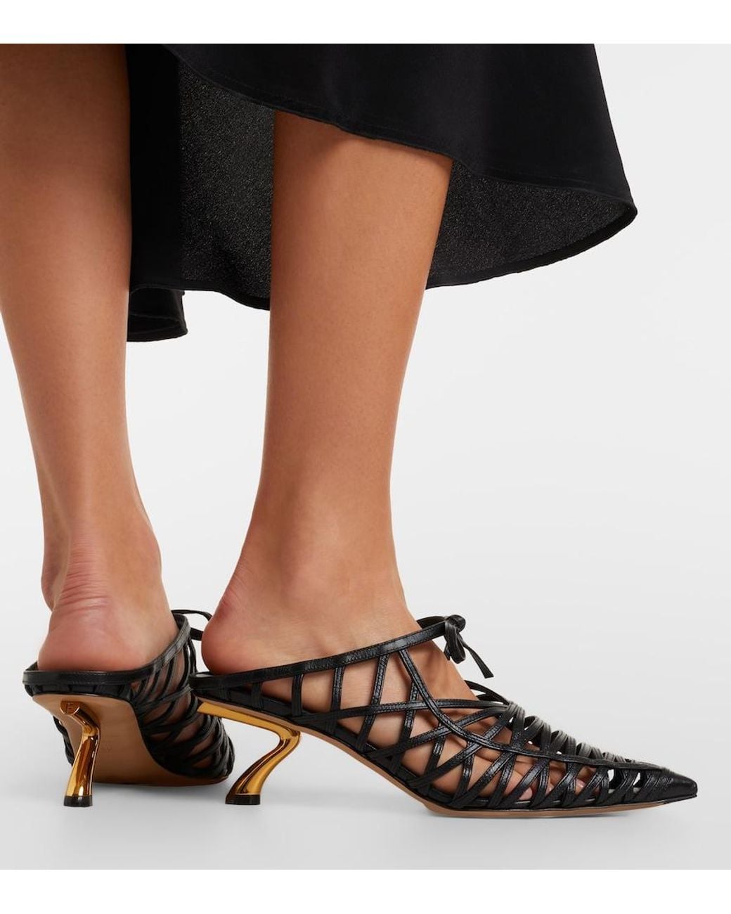 Ferragamo Black Cirry Leather Mules