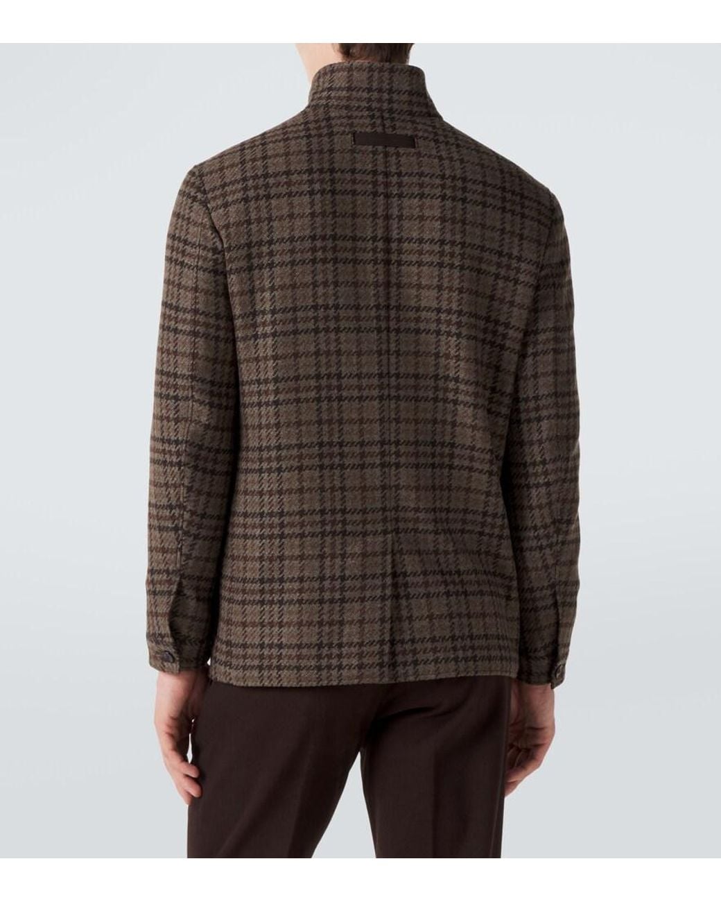 Zegna Brown Checked Cashmere Jacket for men