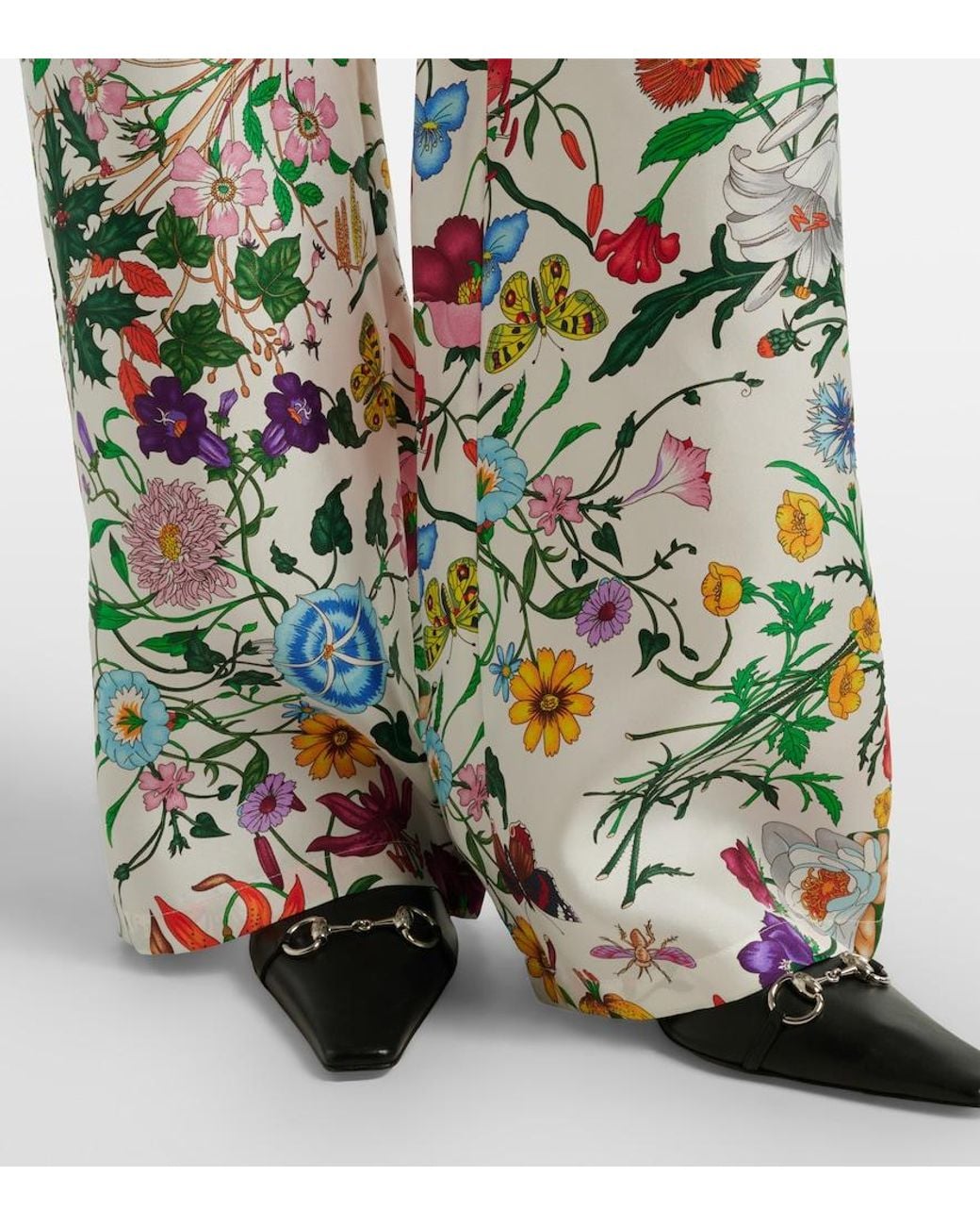 Gucci White Flora Silk Twill Palazzo Pants