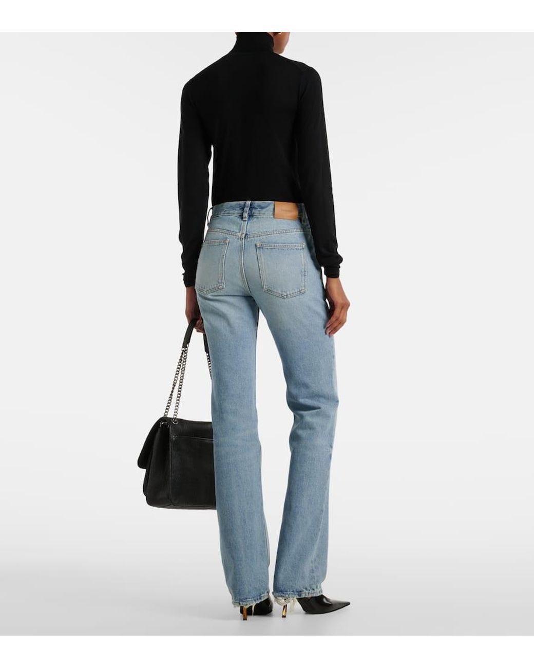 【Saint Laurent】 High-riseストレートジーンズ Nico high-rise straight jeans in blue - Saint Laurent