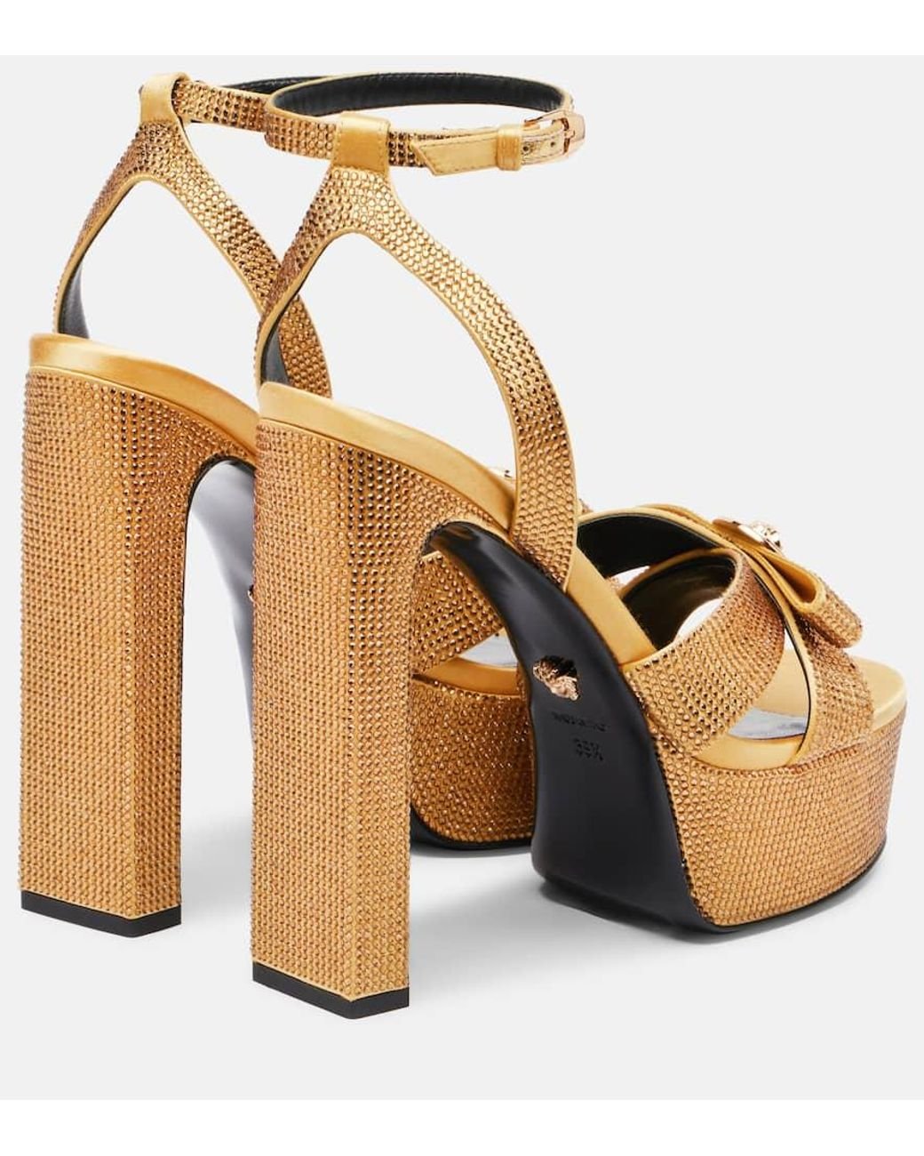 Versace Metallic Plateausandalen Gianni Ribbon 140 Mit Kristallen