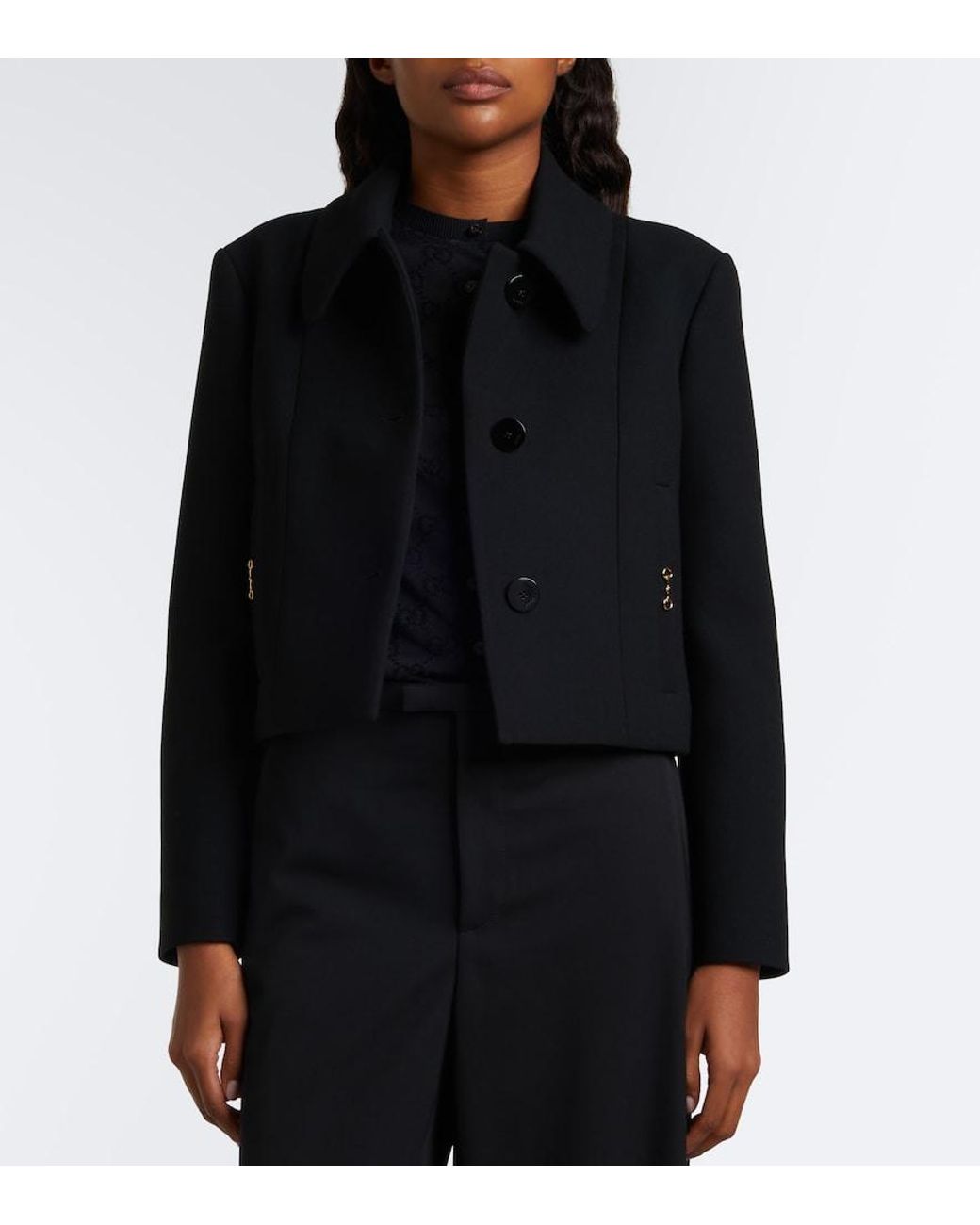 Gucci Blue Horsebit Wool Crepe Jacket