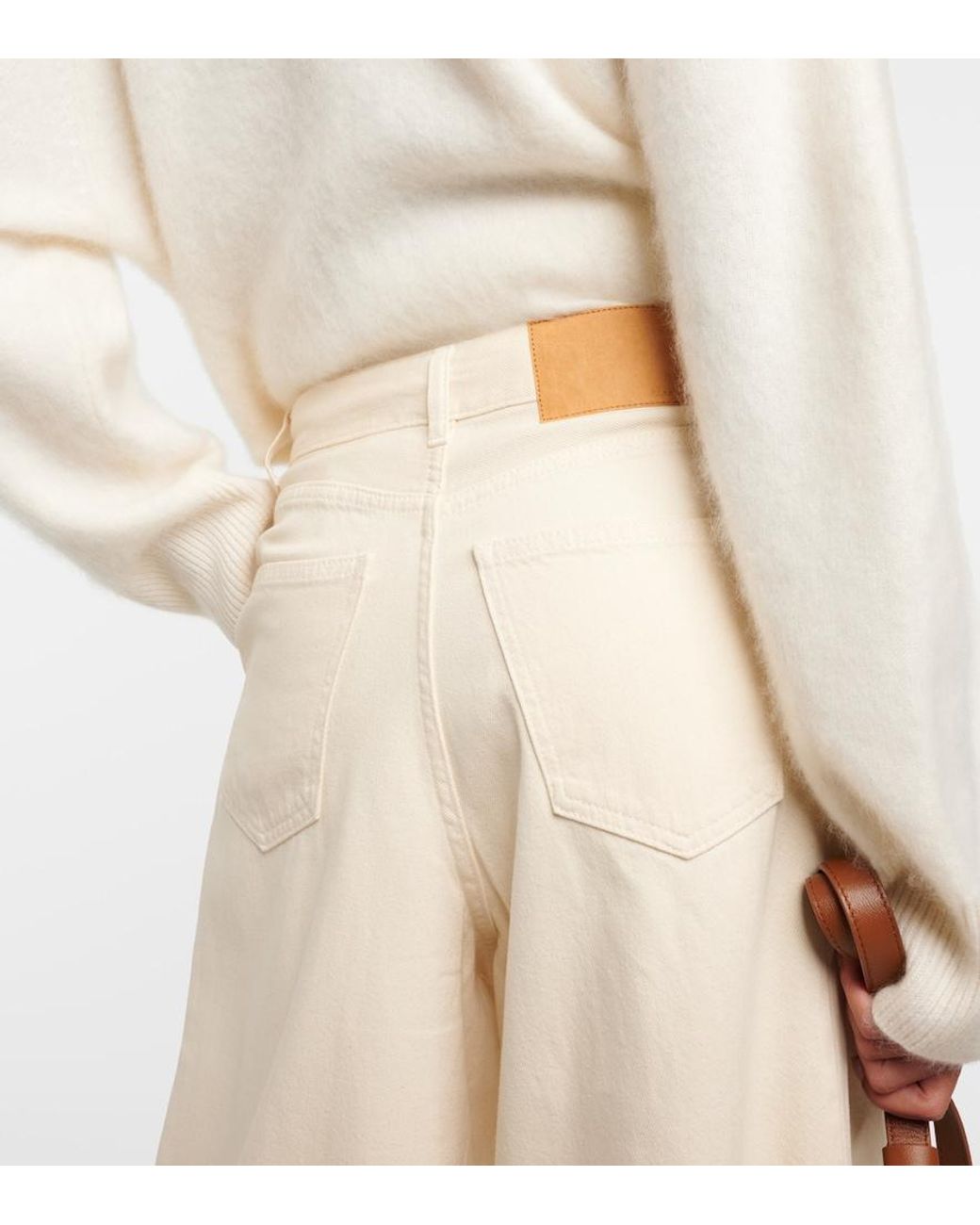 Alanui Natural High-Rise Wide-Leg Jeans