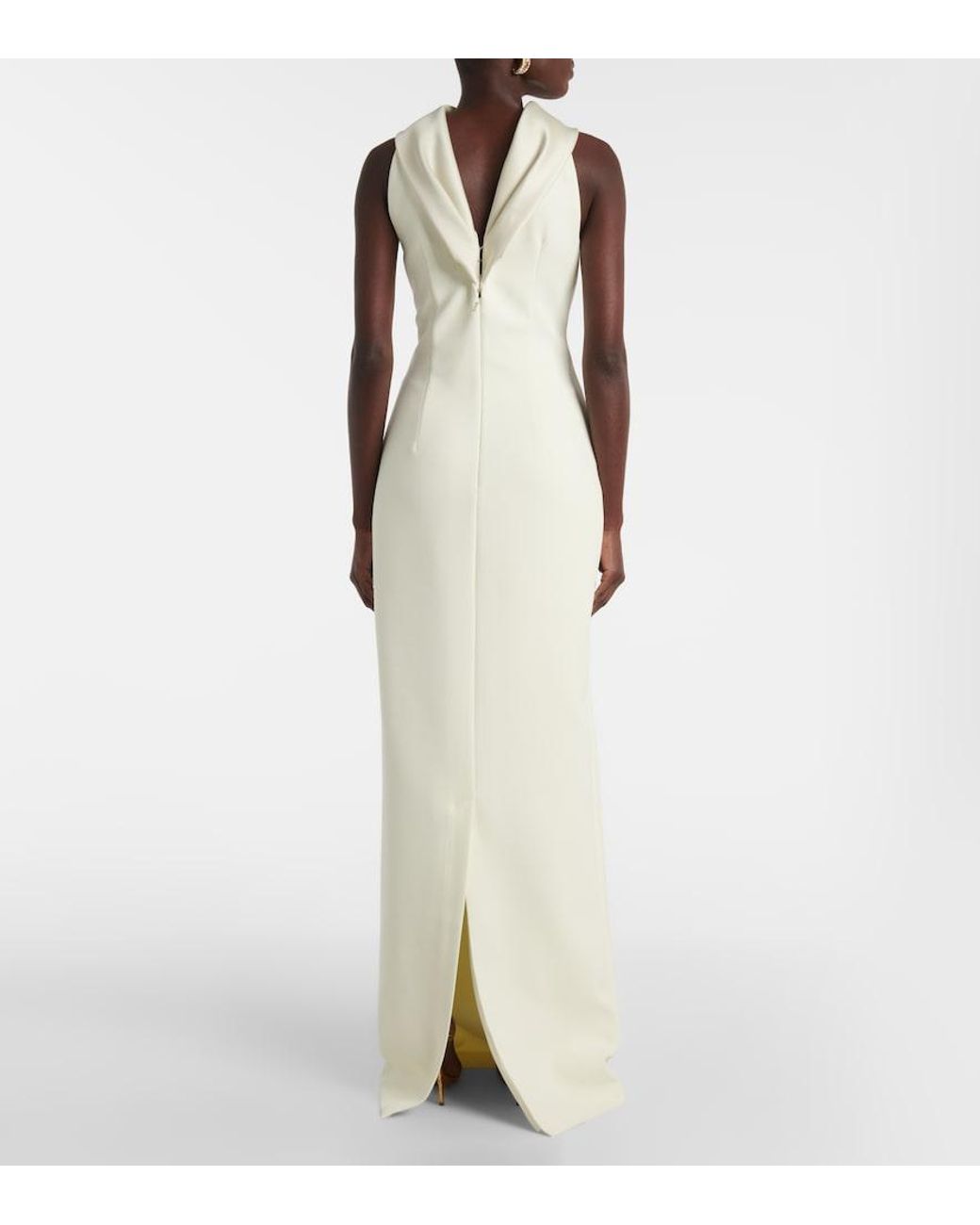 Safiyaa White Robe Holliana Aus Crepe Mit Satin