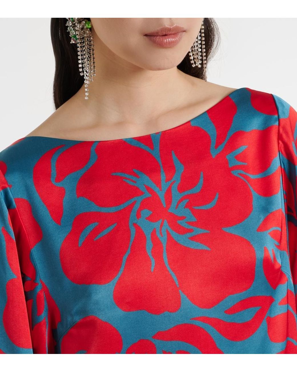 Dries Van Noten Red Charli Printed Satin Top