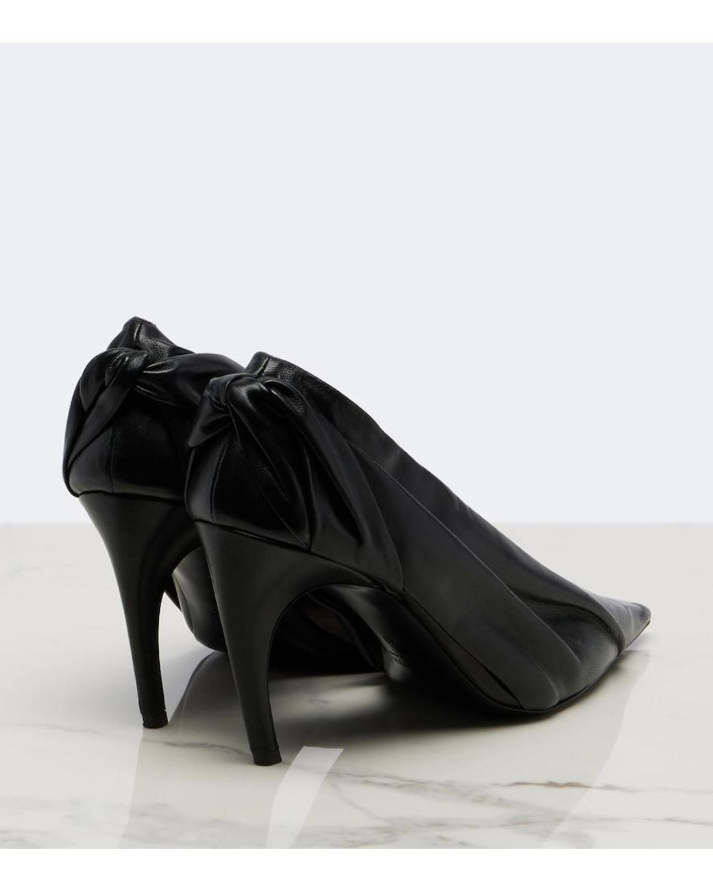 Khaite Black Eve Draped Leather Pumps