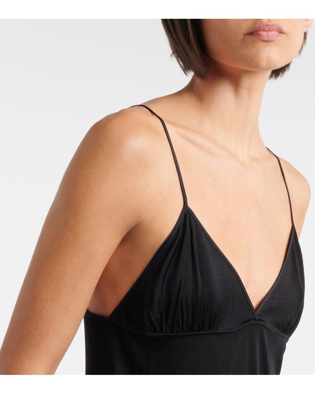 Saint Laurent Black Cassandre Chain-Detail Jersey Camisole