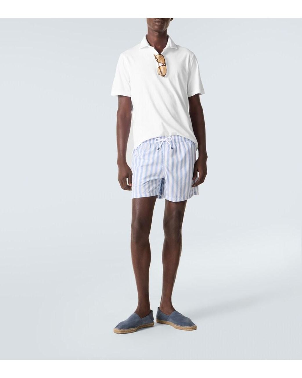 Fedeli White Zero Cotton Jersey Polo Shirt for men