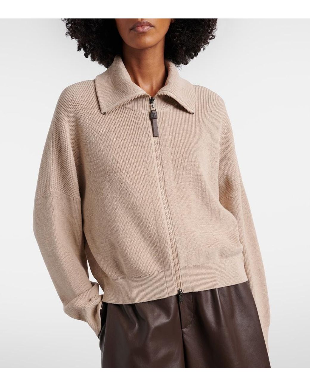 Brunello Cucinelli Natural Knitted Cotton Blouson Jacket