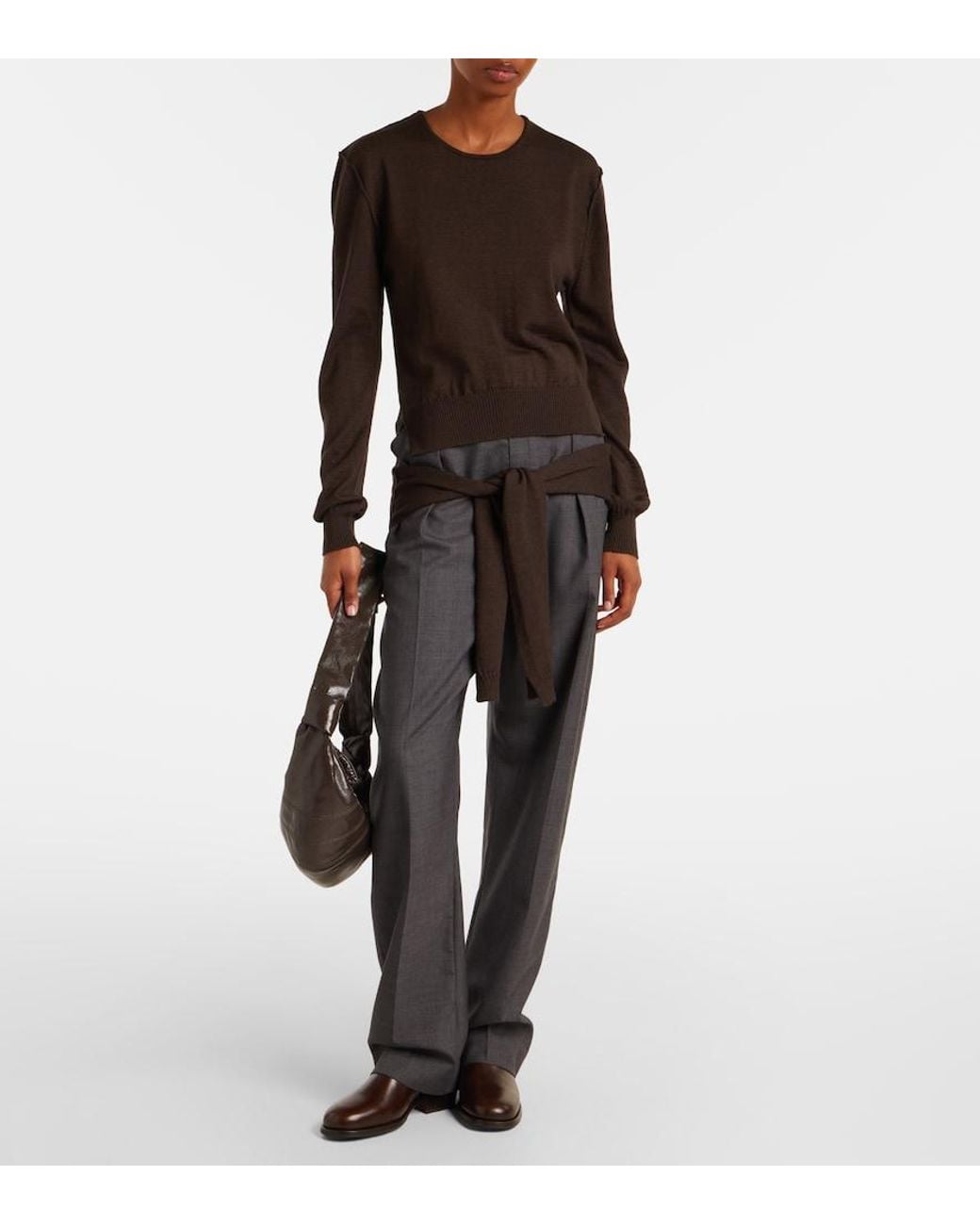 Lemaire Brown Trompe L'Oeil Wool-Blend Sweater